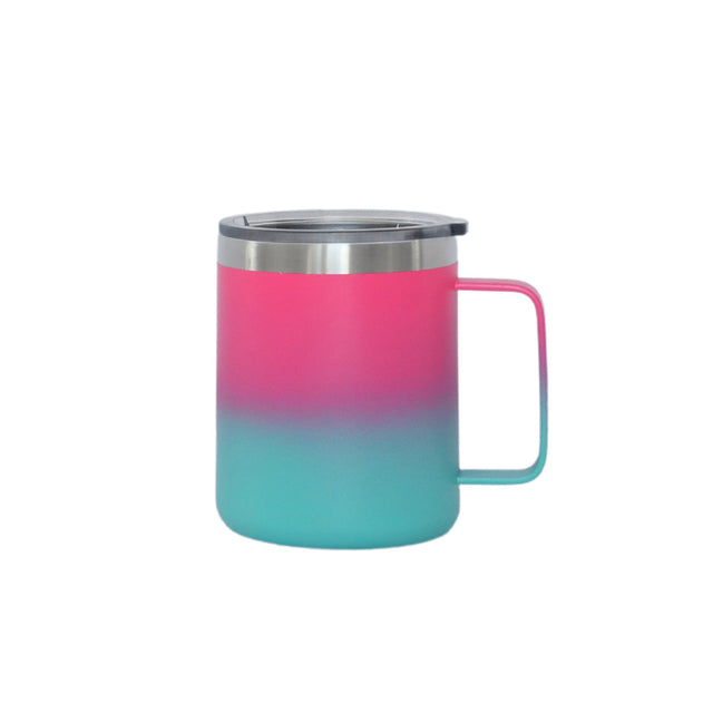 12 Oz Stainless Steel Travel Mug with Handle - Hot Pink & Blue-AKD Ink
