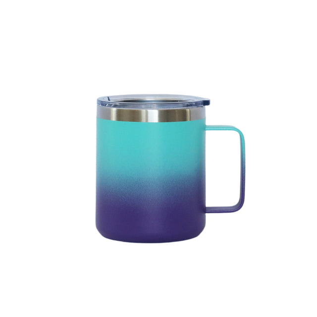 12 Oz Stainless Steel Travel Mug with Handle - Blue & Purple-AKD Ink