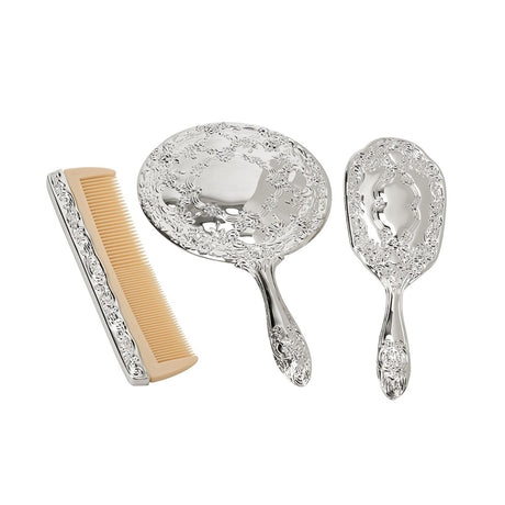 Ornate Vanity Set with Comb, Brush & Mirror-AKD Ink