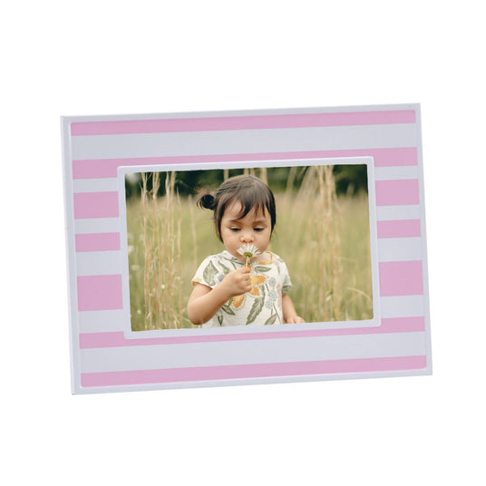 Pink & White Striped 4" X 6" Photo Frame-AKD Ink