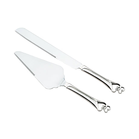 Knife & Server Set With Double Heart Handles-AKD Ink