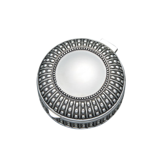 Silverplated Round Antique-Style Box with Beaded Detail, 3"-AKD Ink