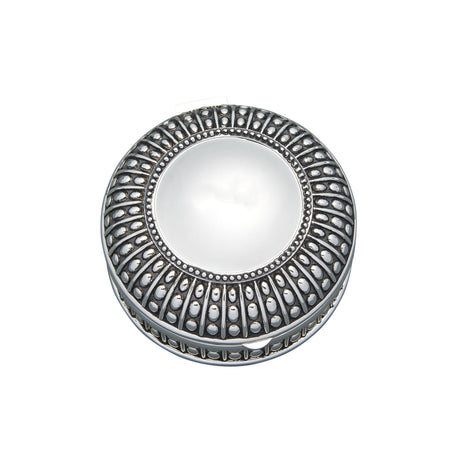 Silverplated Round Antique-Style Box with Beaded Detail, 4.5"-AKD Ink