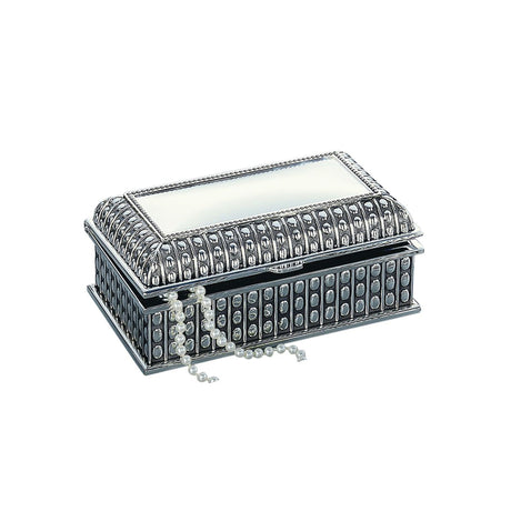 Silverplated Rectangular Box with Beaded Antique Design, 4"-AKD Ink