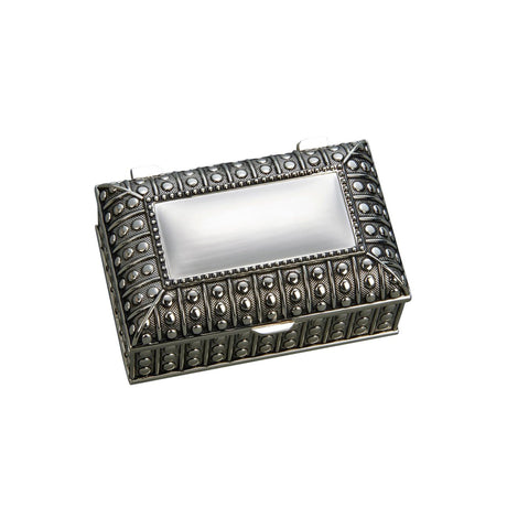 Silverplated Rectangular Box with Beaded Antique Design, 2.25"-AKD Ink