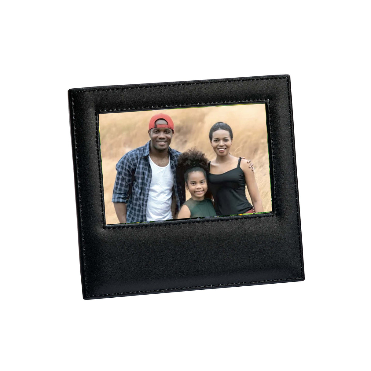 Black Leather Frame Holds 4" X 6" Photo-AKD Ink