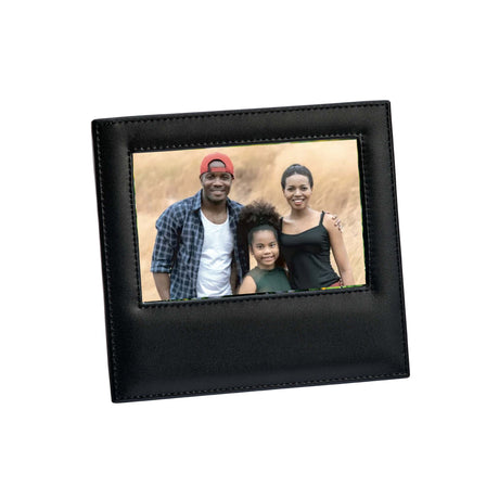 Black Leather Frame Holds 4" X 6" Photo-AKD Ink