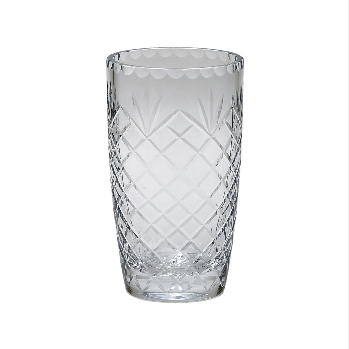 Optic Crystal Vase With Medallion Ll Pattern, 7.75"-AKD Ink