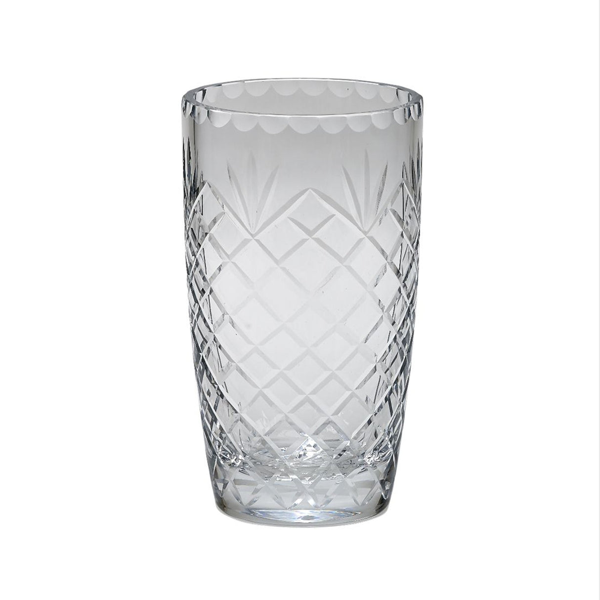 Optic Crystal Vase With Medallion Ll Pattern, 8.5"-AKD Ink