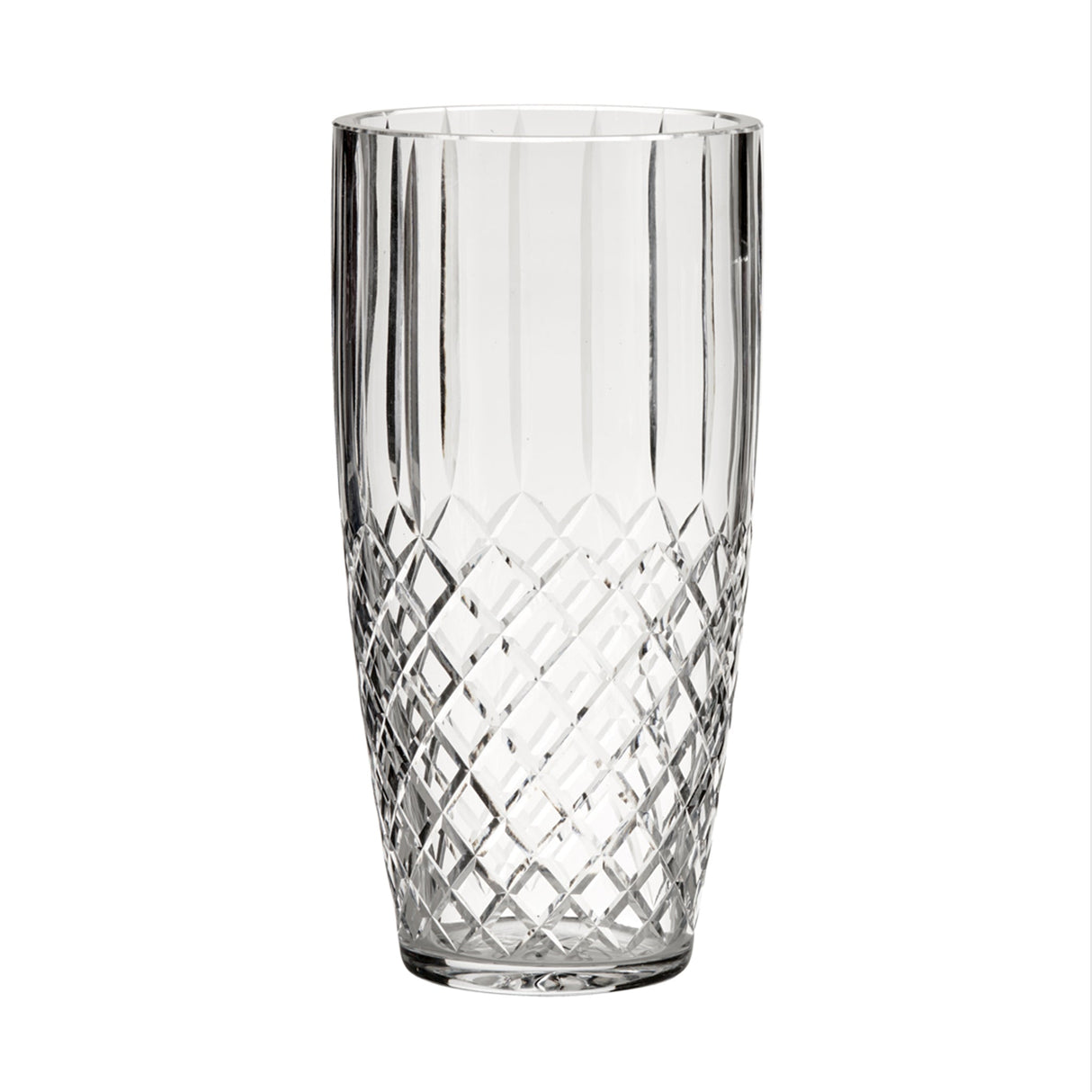 Crystal Linear Vase With Medallion Ii Pattern, 12" X 6"-AKD Ink