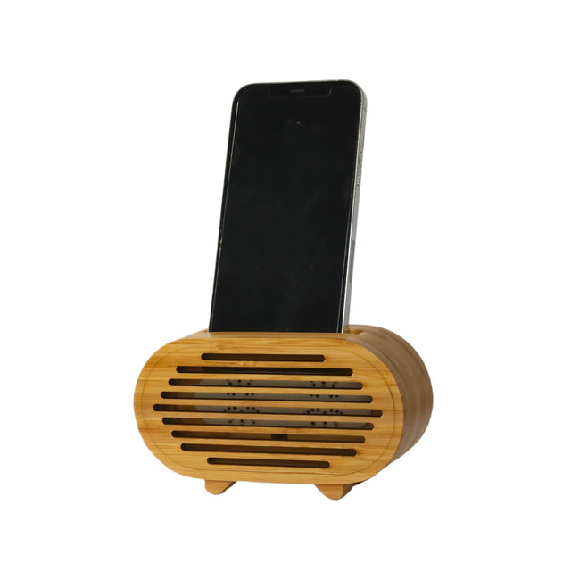 Bamboo Amplifier/Phone Stand Oval, 3" x 2" x 5.5"-AKD Ink