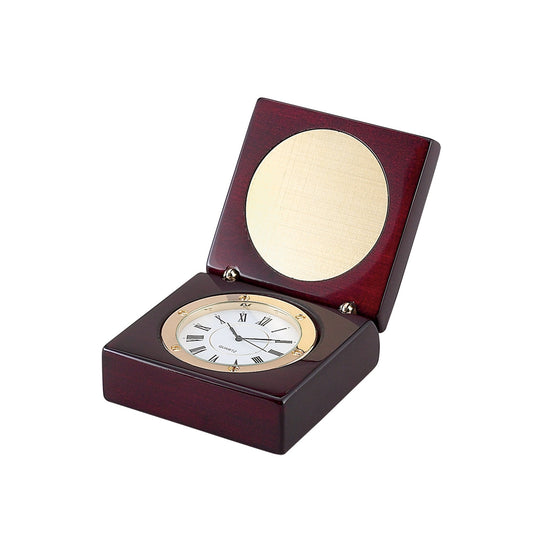 Square Wood Box With Clock In Piano Finish-AKD Ink