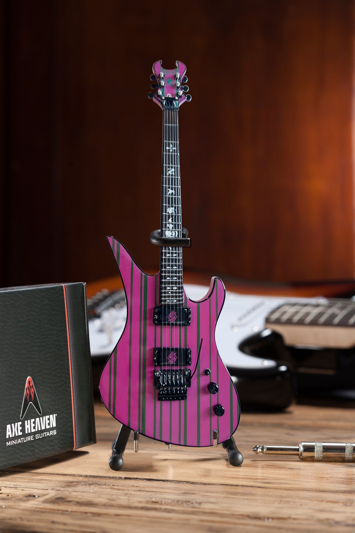 Officially Licensed Synyster Gates Purple & Green Schecter Mini Guitar from Avenged Sevenfold