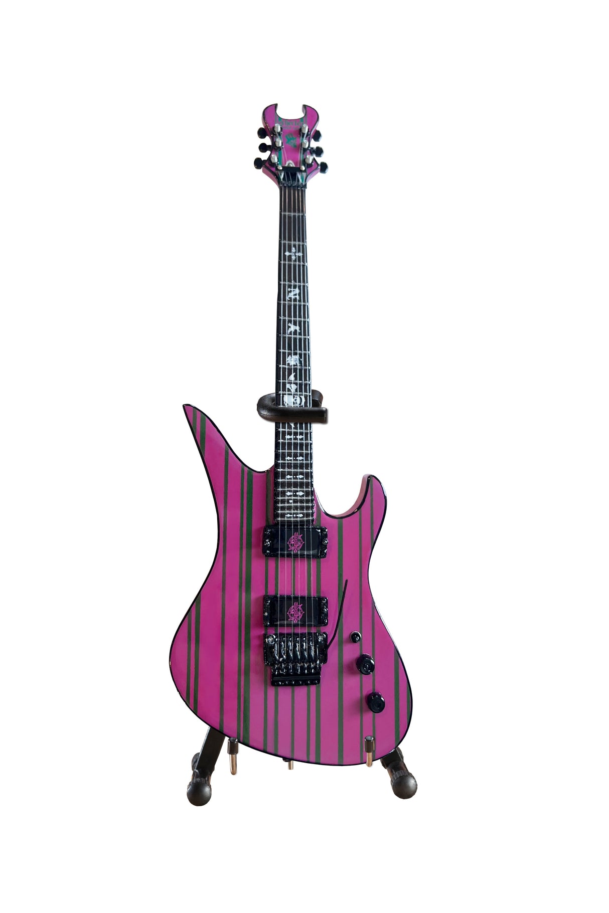 Officially Licensed Synyster Gates Purple & Green Schecter Mini Guitar from Avenged Sevenfold