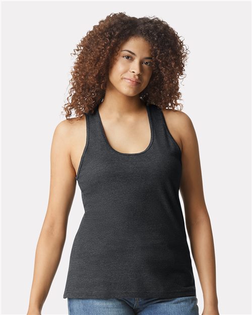 Women's Softstyle® CVC Racerback Tank Top-AKD Ink