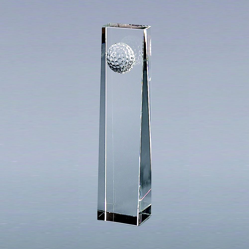 Optic Crystal Golf Ball Obelisk, 7.75"-AKD Ink