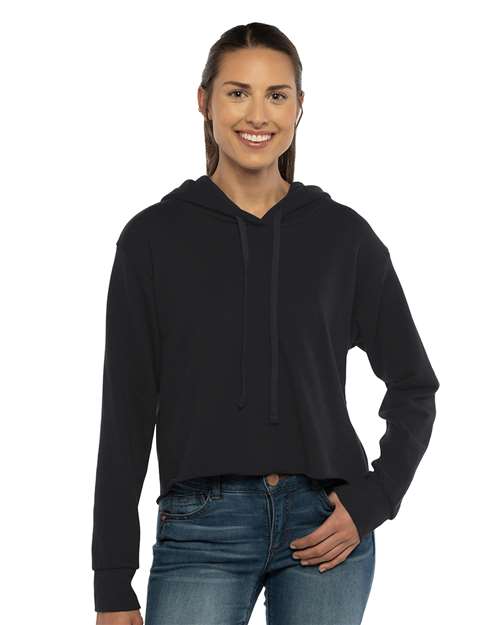 Women's Laguna Sueded Raw Edge Crop Hoodie-AKD Ink