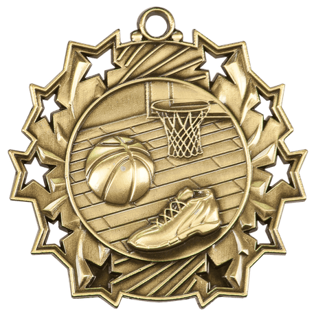 Basketball Ten Star Medal-Gold - AKD Ink