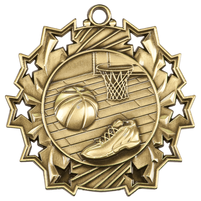 Basketball Ten Star Medal-Gold - AKD Ink