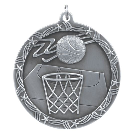 Basketball Shooting Star Medal-Silver