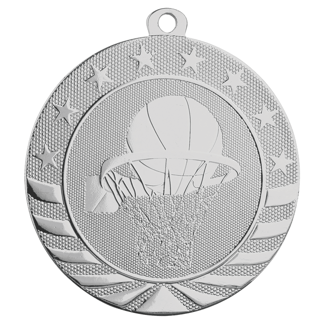 Basketball Starbrite Medal-Silver - AKD Ink