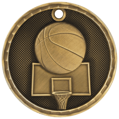 Basketball 3-D Medal-Gold - AKD Ink