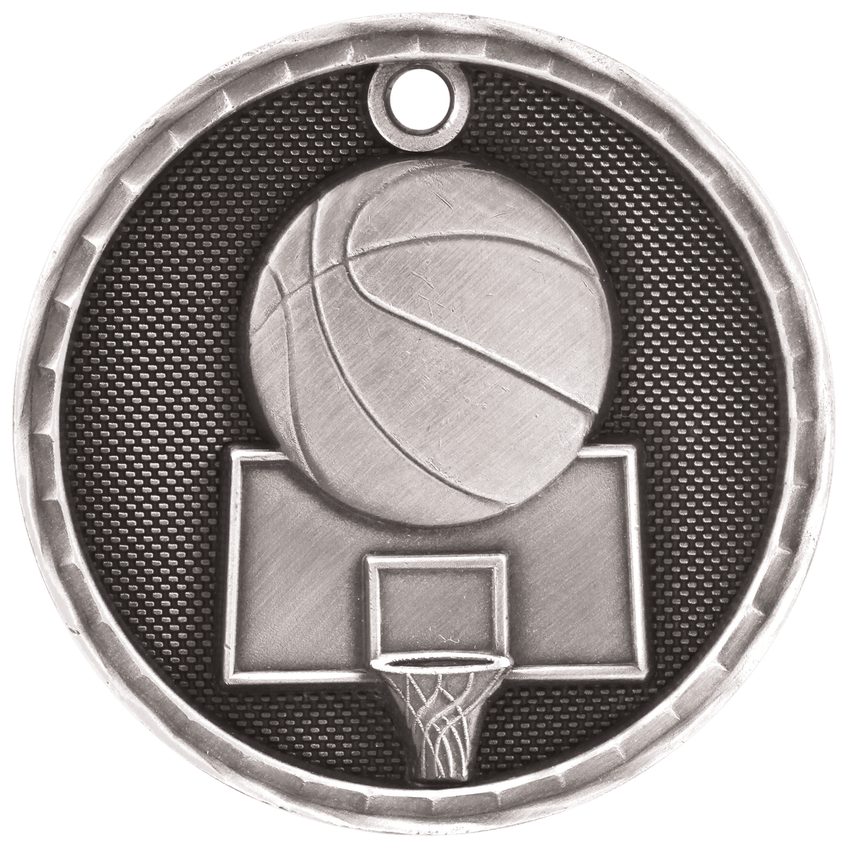 Basketball 3-D Medal-Silver - AKD Ink