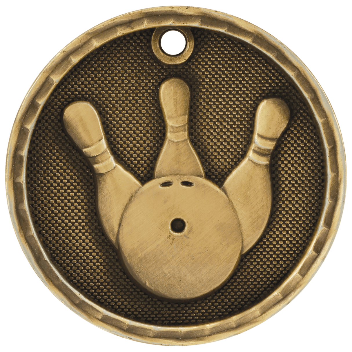 Bowling 3-D Medal-Gold - AKD Ink