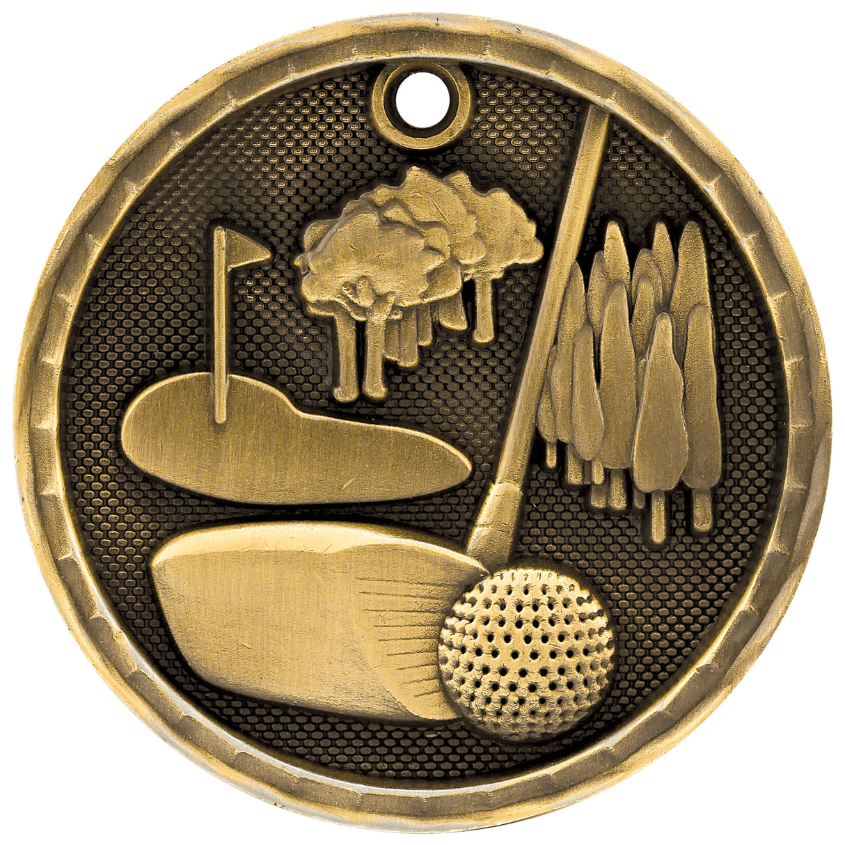 Golf 3-D Medal-Gold - AKD Ink