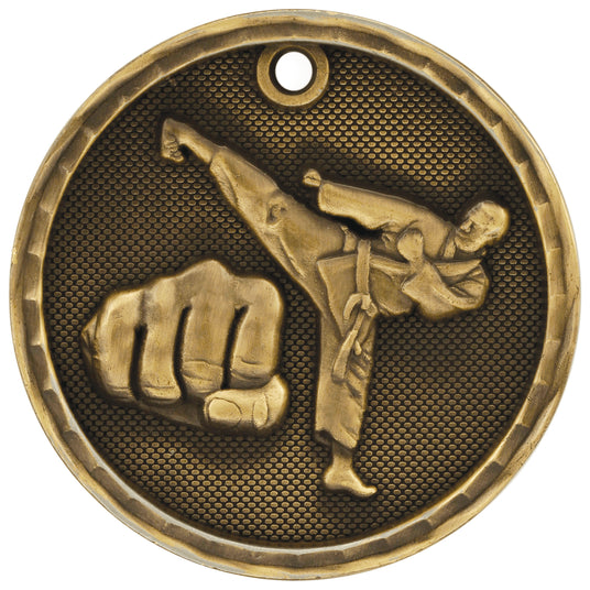 Martial Arts 3-D Medal-Gold