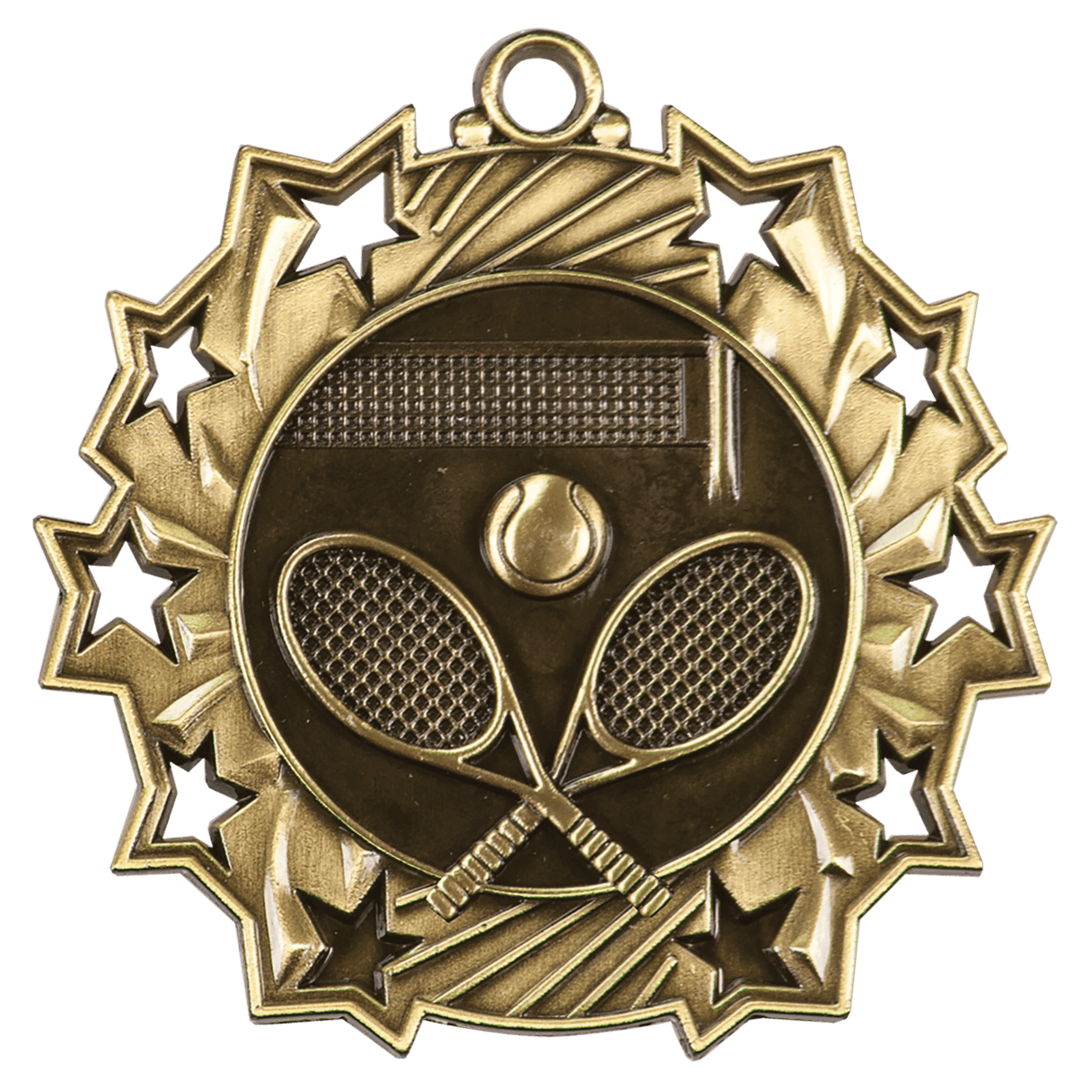 Tennis Ten Star Relief Medal-Gold-AKD Ink