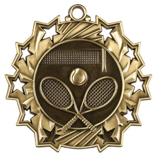 Tennis Ten Star Relief Medal-Gold