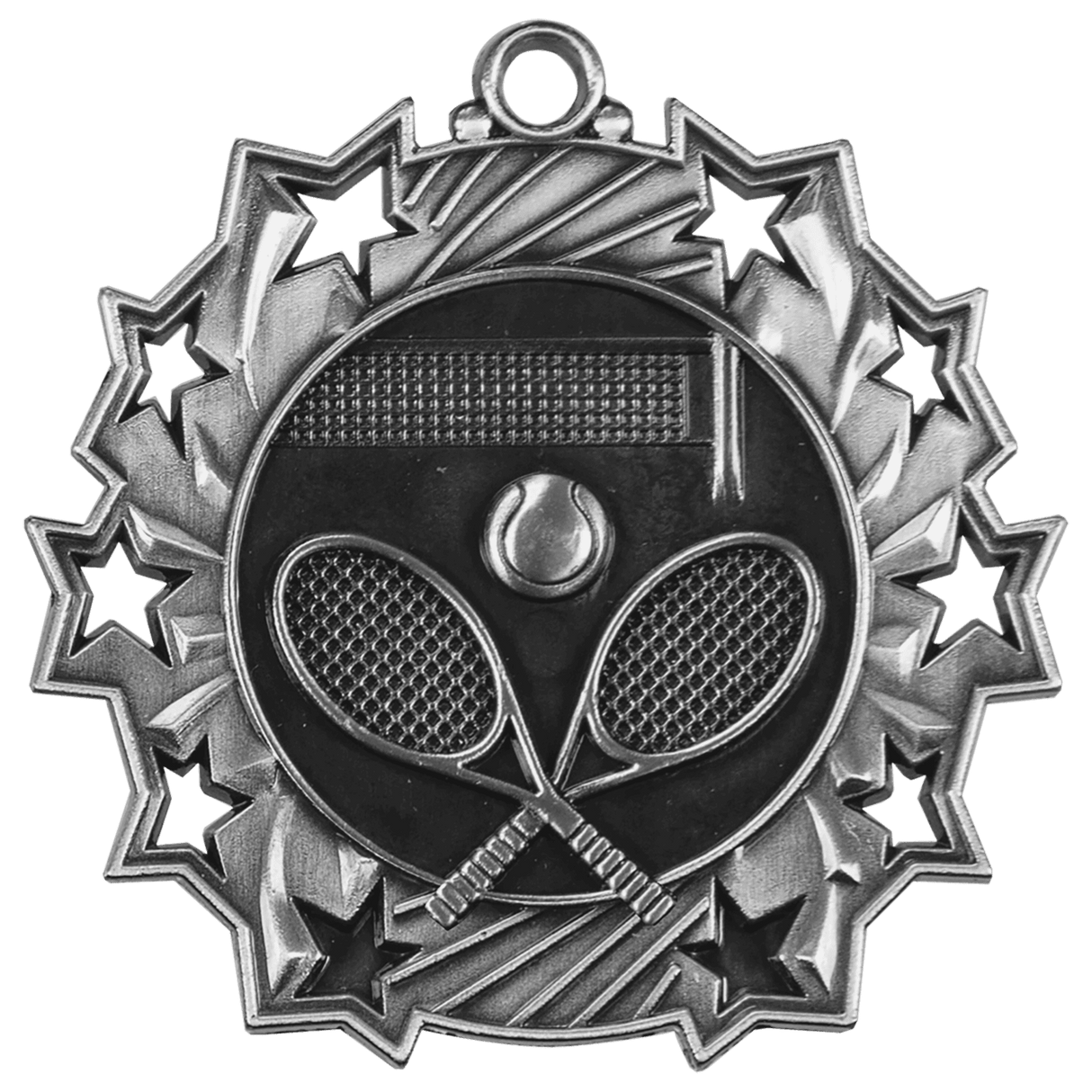 Tennis Ten Star Relief Medal-Silver-AKD Ink