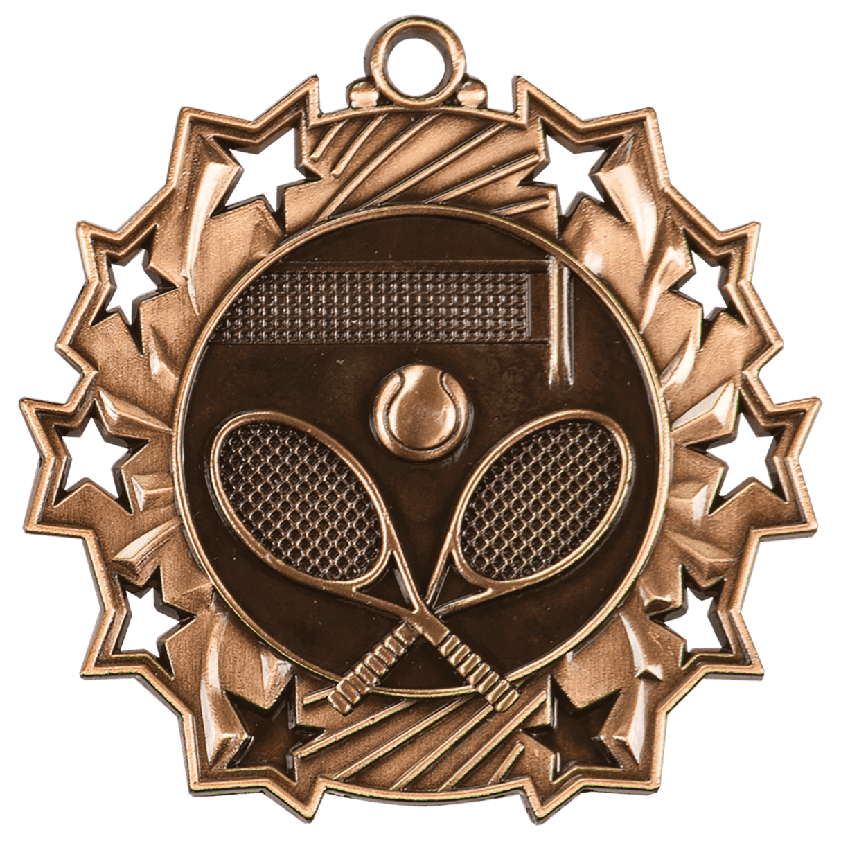 Tennis Ten Star Relief Medal-Bronze-AKD Ink