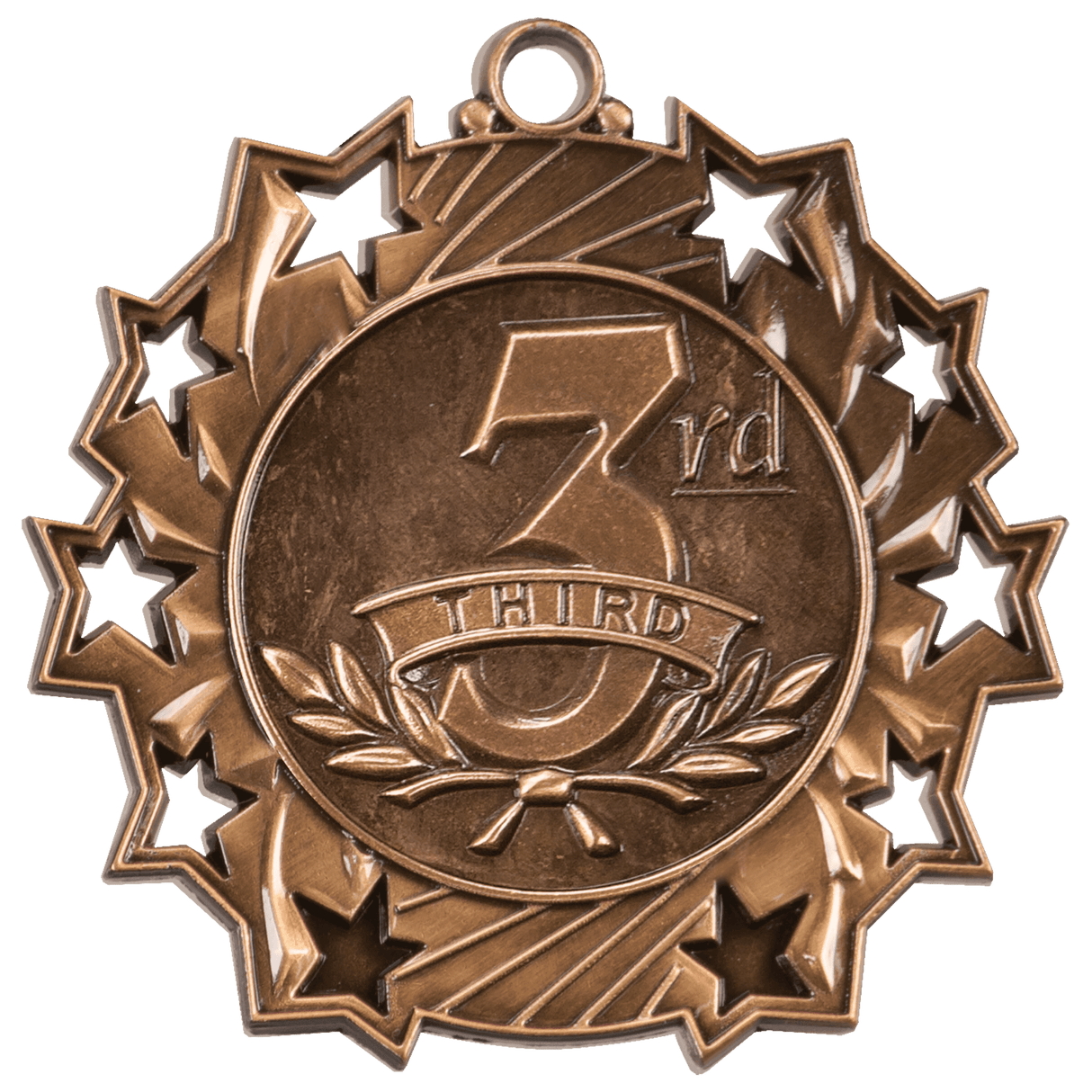 Bronze 3rd Place Ten Star Medal by AKD Ink featuring a detailed design and engraved with the award position and brand name