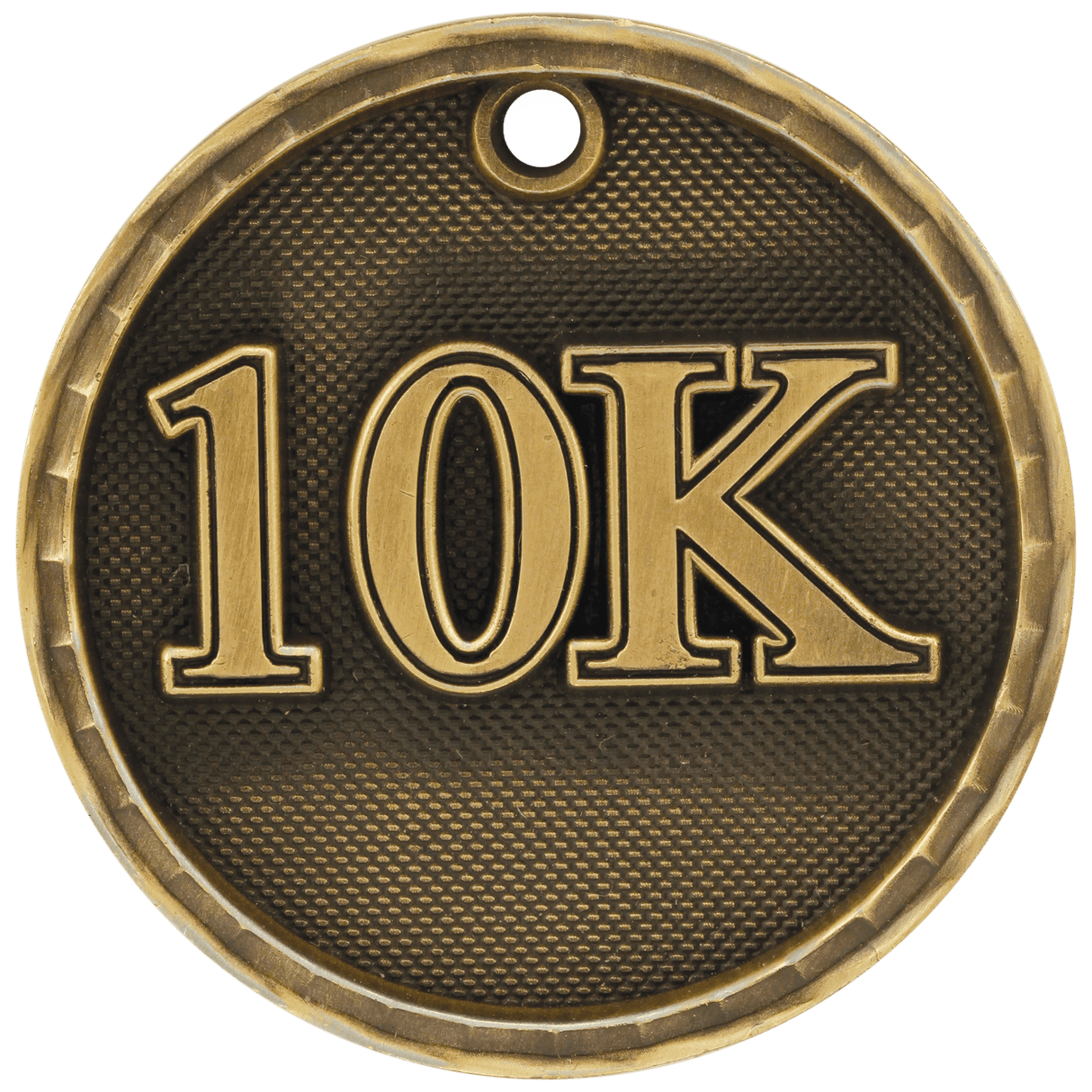 Gold 10K 3-D Medal by AKD Ink featuring a detailed embossed design, ideal for awards and recognition ceremonies.