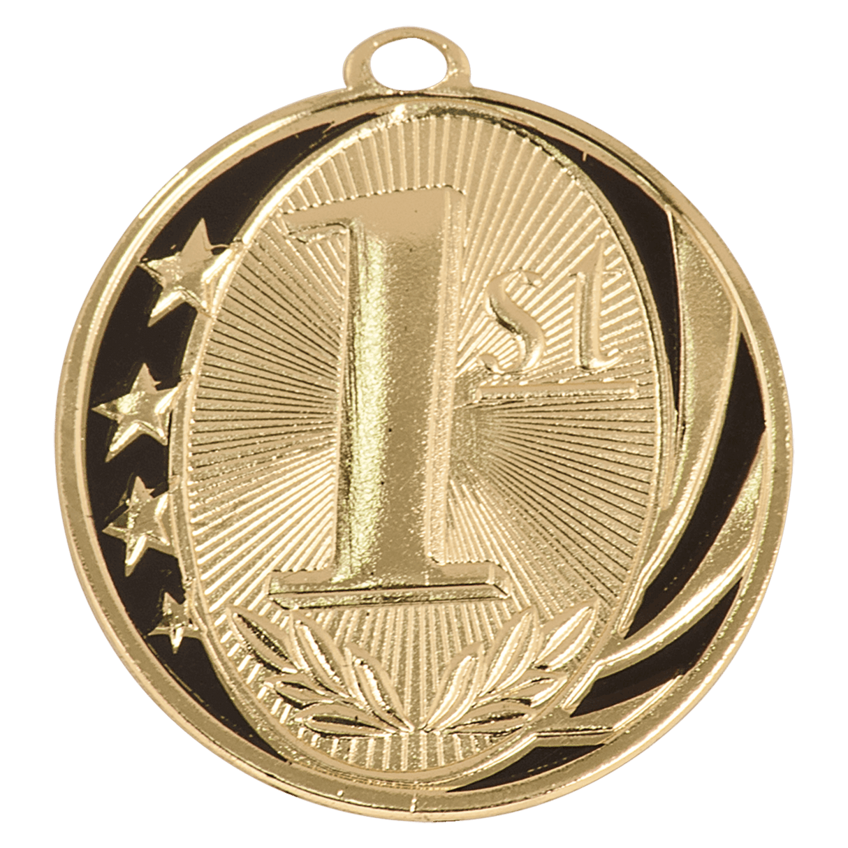 Gold 1st Place MidNite Star Medal by AKD Ink, featuring a shiny gold finish and engraved star design for award recognition.