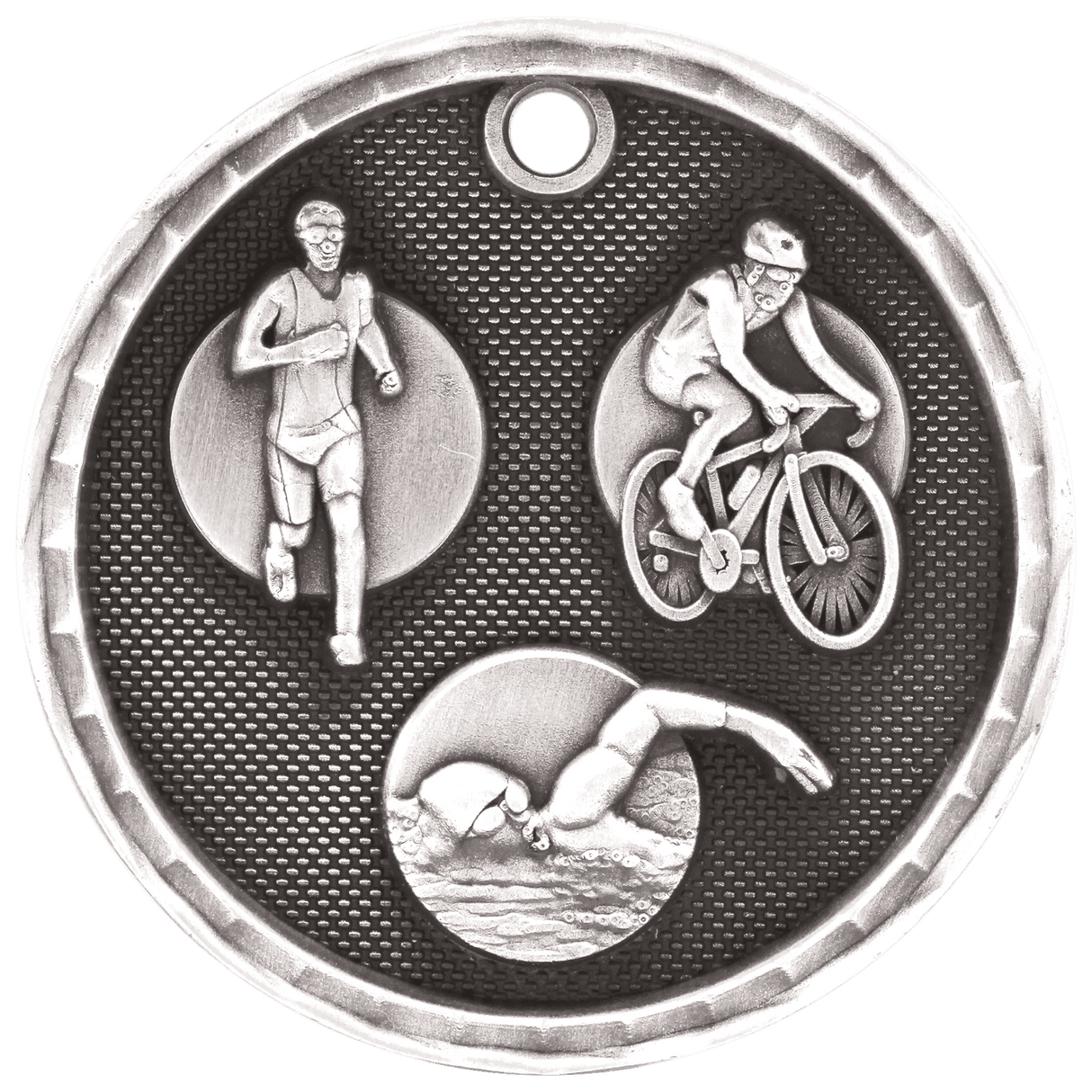 Triathlon 3-D Medal-Silver-AKD Ink