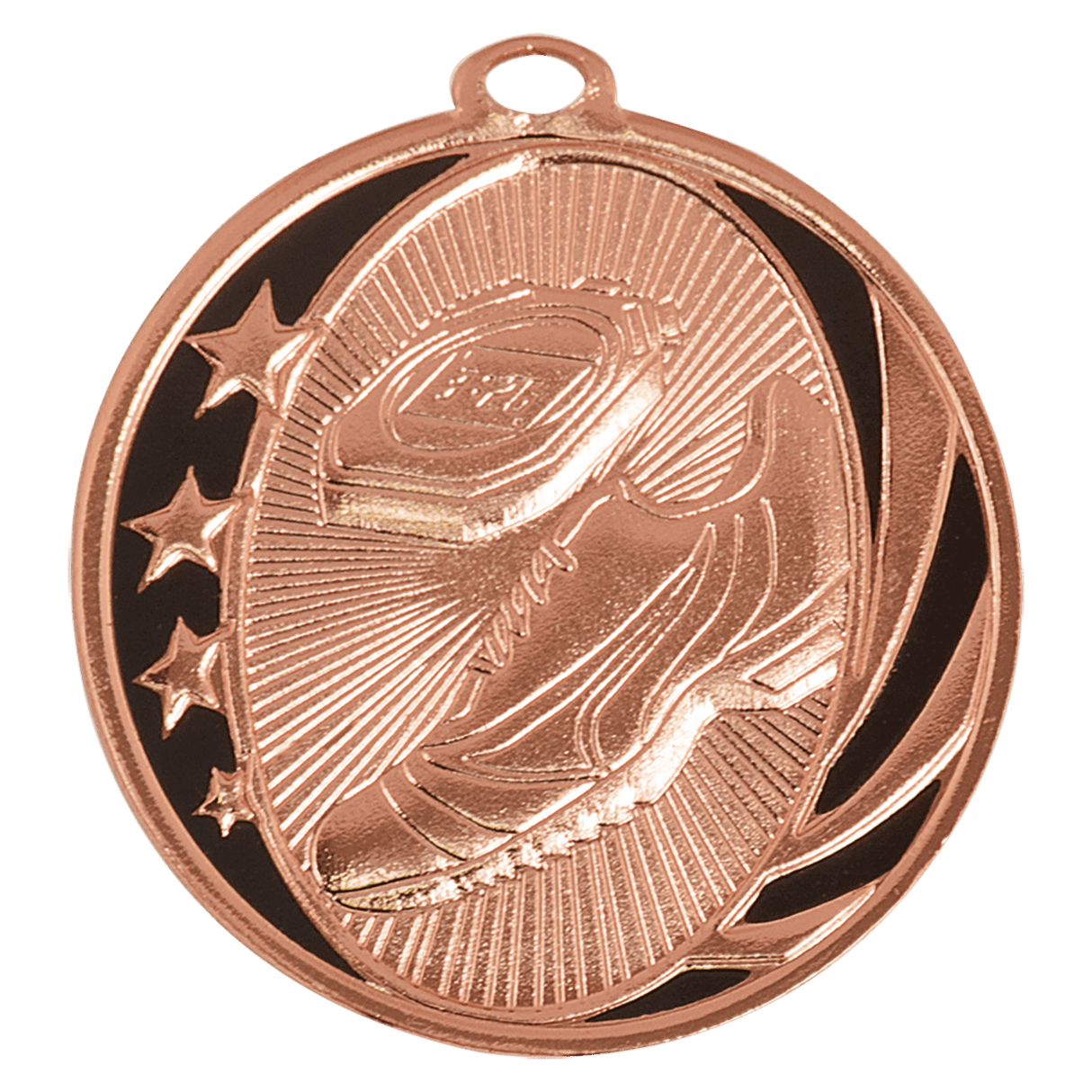 Bronze Track MidNite Star Medal by AKD Ink, featuring a star design and intricate detailing on a sleek medal surface.