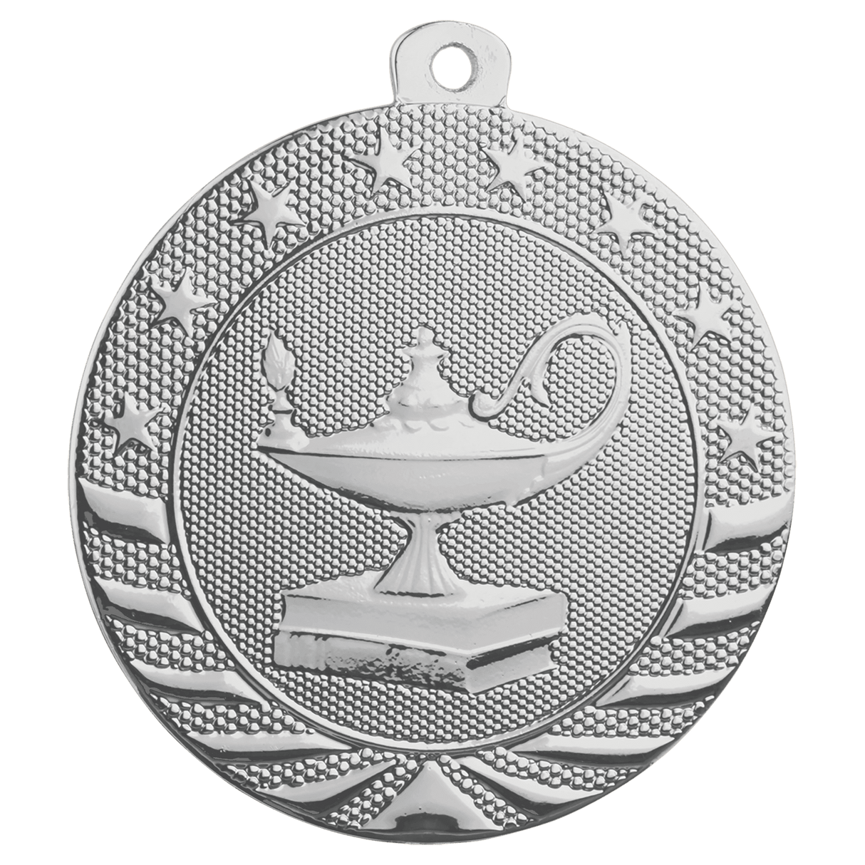 Lamp of Knowledge Starbrite Medal-Silver-AKD Ink