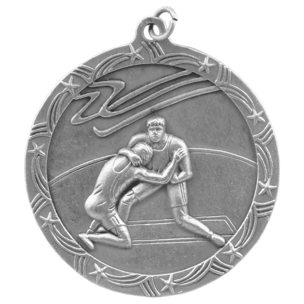 Wrestling Shooting Star Medal-Silver - AKD Ink