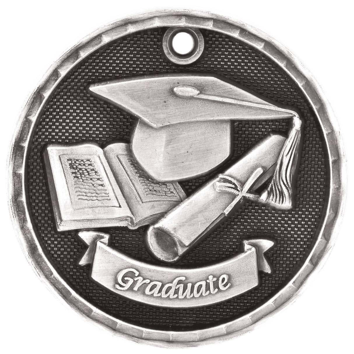 Graduate 3-D Medal-Silver-AKD Ink