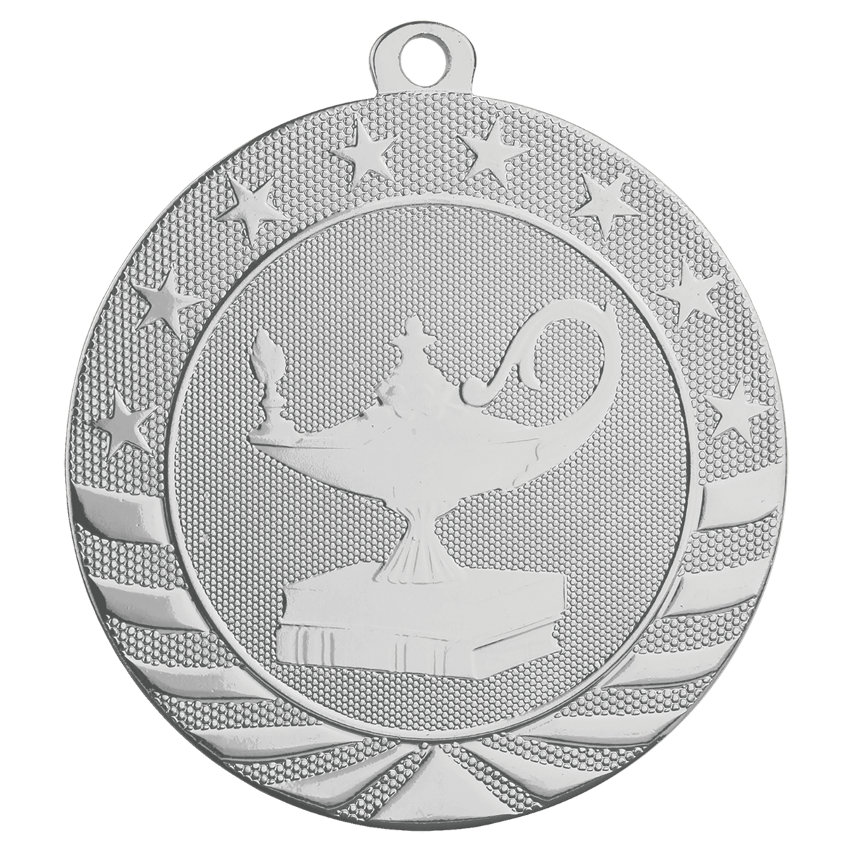 Lamp of Knowledge Starbrite Medal-Silver-AKD Ink