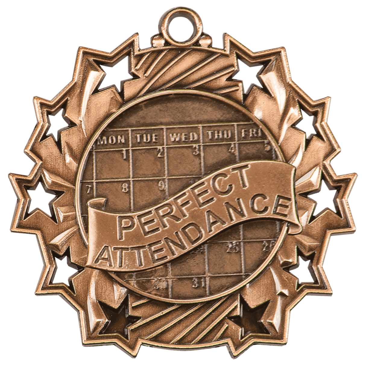 Perfect Attendance Ten Star Medal-Bronze-AKD Ink