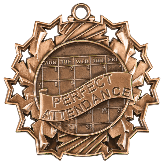 Perfect Attendance Ten Star Medal-Bronze