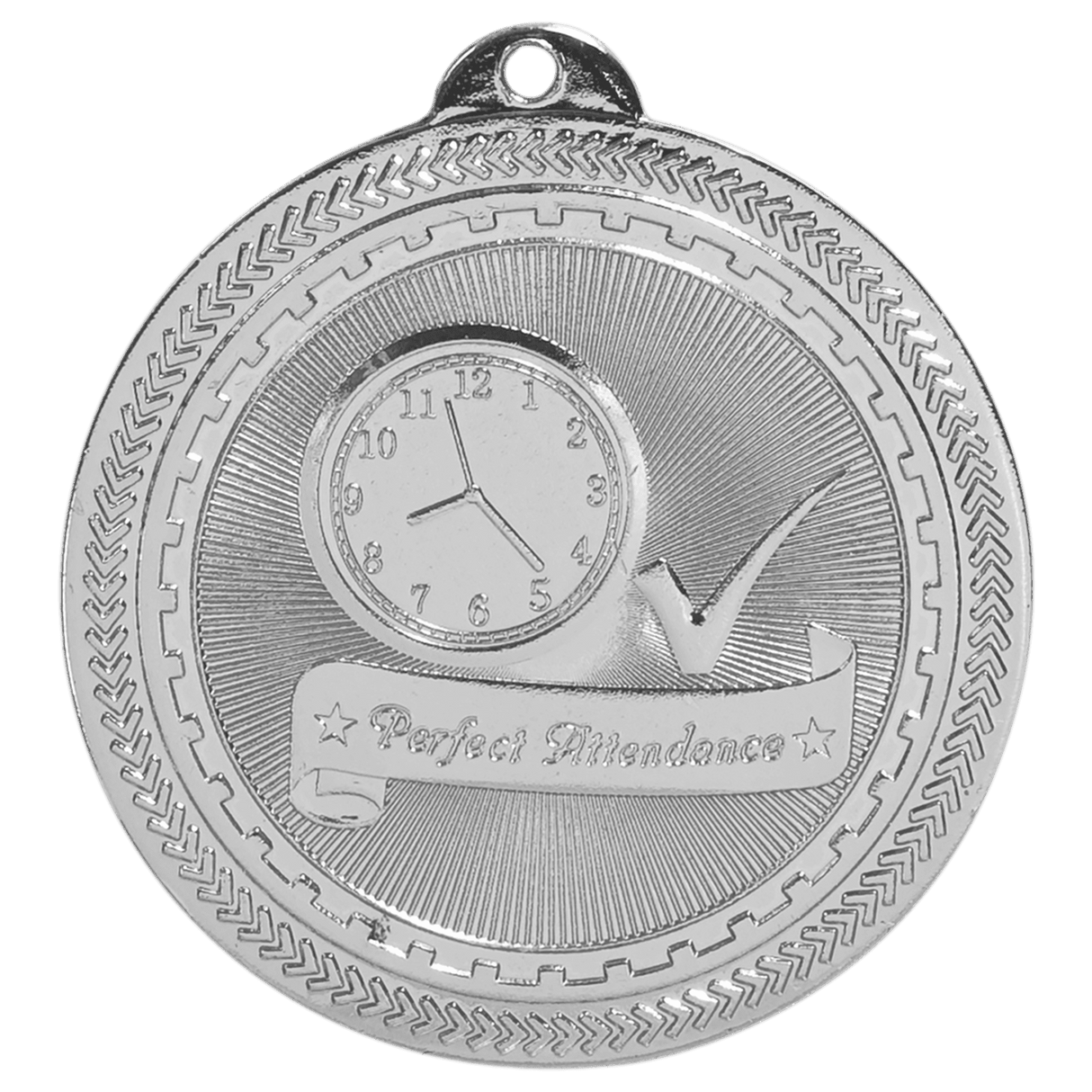 Perfect Attendance BriteLazer Medal-Silver-AKD Ink