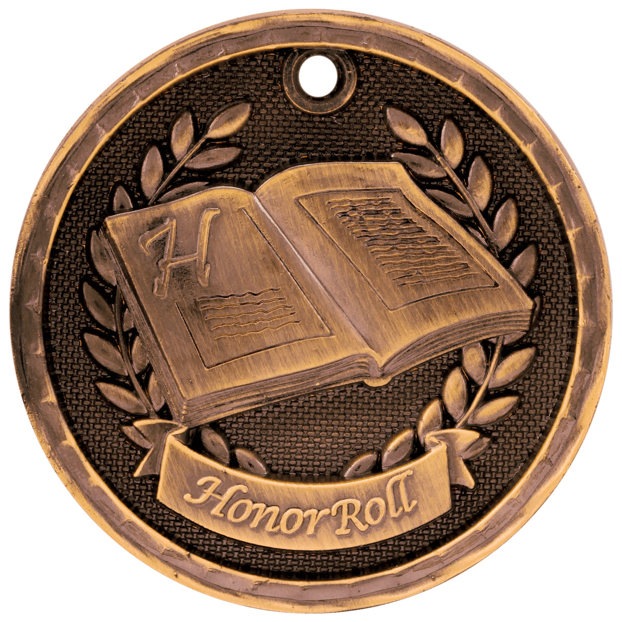 Bronze Honor Roll 3D medal by AKD Ink featuring a detailed engraved design and a ribbon for achievement recognition.