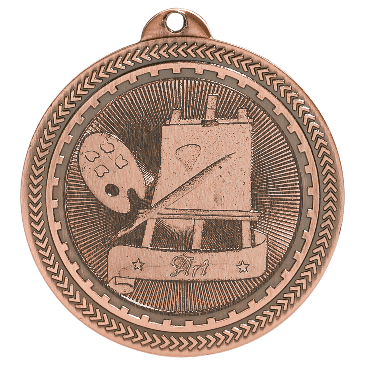 Bronze Art BriteLaser Medal by AKD Ink featuring detailed laser-engraved design on a circular medal for awards or recognition