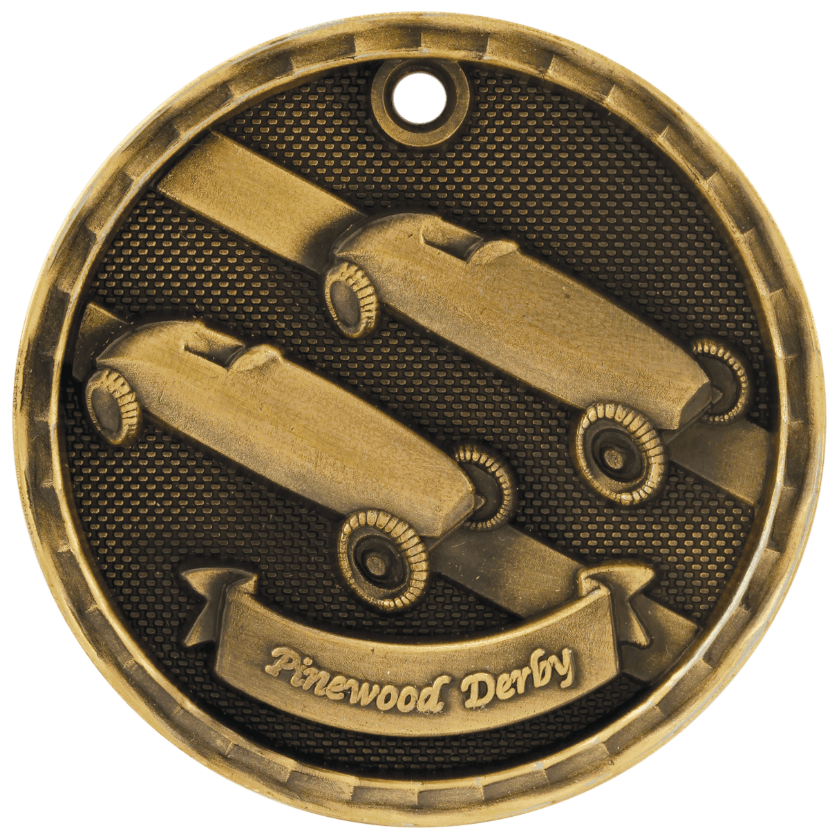 Pinewood Derby 3-D Medal-Gold-AKD Ink