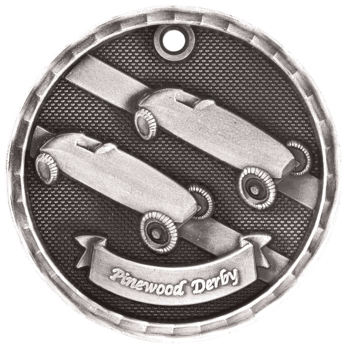 Pinewood Derby 3-D Medal-Silver-AKD Ink